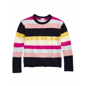 1901 Girls Crewneck Sparkle Sweater in Navy Peacoat Sparkle Stripe XL(14/16) $45